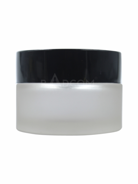 50Gm Shine Jar - Frosted-With Plastic  Black Cap With Inner Lid